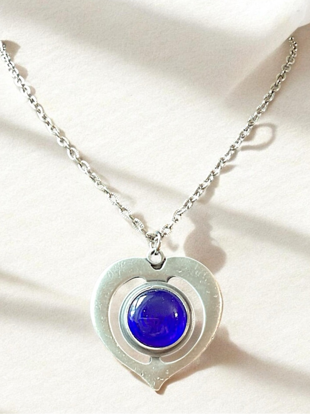 Vintage R. Tennesmed Sweden Blue Heart Necklace